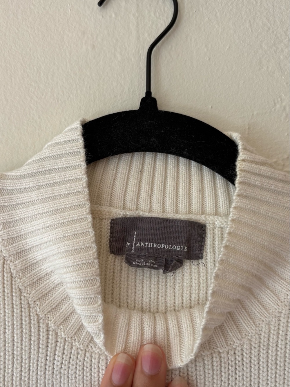 Anthropologie Ivory Ribbed Turtleneck Sweater